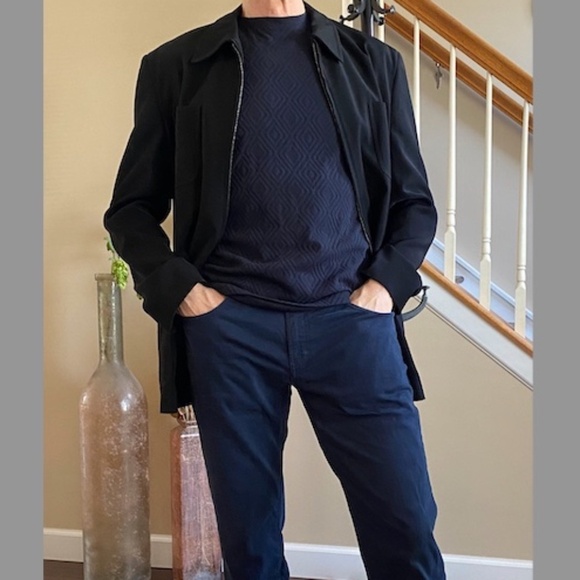 Armani Collezioni Y2K Vintage Jacket 2-Way Zipper Blouson Black Size 42R - Picture 4 of 16